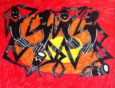 79% OFF on Canvas Painting without Frame - Four African Figures Canvas Art