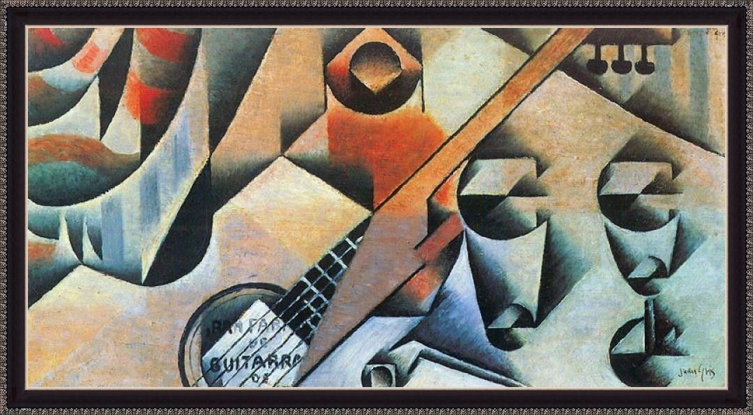 2% OFF on Banjo (Guitar) And Glasses By Juan Gris - ArtsNyou Printed Paintings Canvas Art