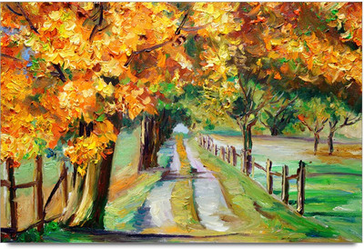 75% OFF on Amy Golden Tree Painting with a Infinite Road 3D Poster
