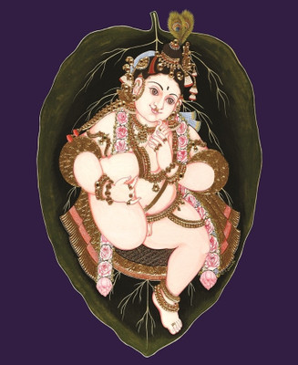 77% OFF on Painting Without Frame - Blue Baby Krishna Canvas Art