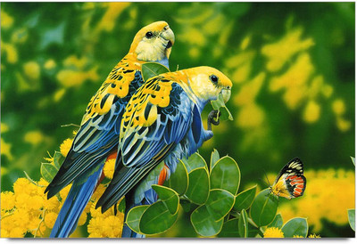 75% OFF on Amy Butterfly and Birds Sitting on The Stem of a Plant Resembling Beauty of Nature 3D Poster