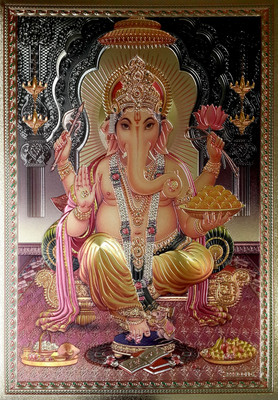 70% OFF on Ganesh ji Golden Poster FCS Fine Art Print
