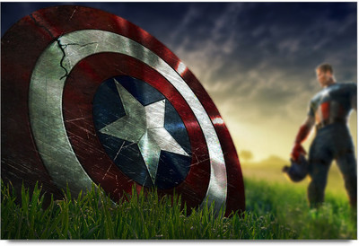 62% OFF on Captain America With Logo Paper Print