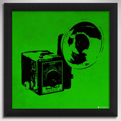 Vintage Camera - Green Canvas Art