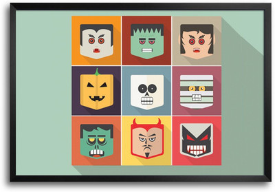 46% OFF on Minimal Monster Long Shadow Icons Artwork Laminated Framed Paper Print