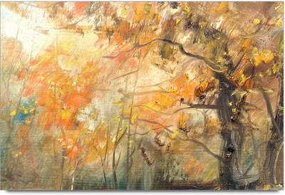 53% OFF on Brush Strokes Tree Painting Laminated Poster Paper Print