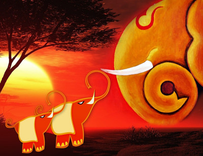 70% OFF on Canvas Painting Without Frame -Elephant Canvas Art