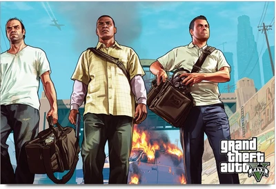 53% OFF on Grand Theft Auto Five Illustration Artwork Laminated Poster Paper Print