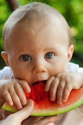 16% OFF on Cute Baby Poster Eating Fruits Paper Print