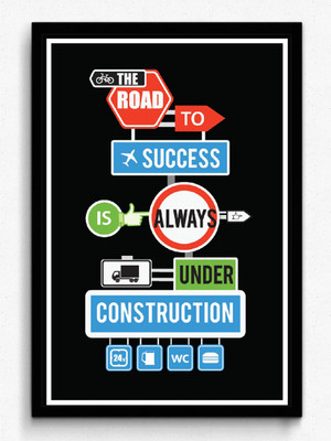 29% OFF on Seven Rays The Road to success is always under construction framed Paper Print