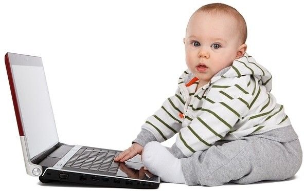 16% OFF on Cute Baby Poster With Laptop Paper Print