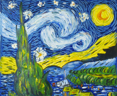 27% OFF on Handmade Oil Painting On Canvas - Starry Night By ArtSIngh (26 x 24 inch) Canvas Art