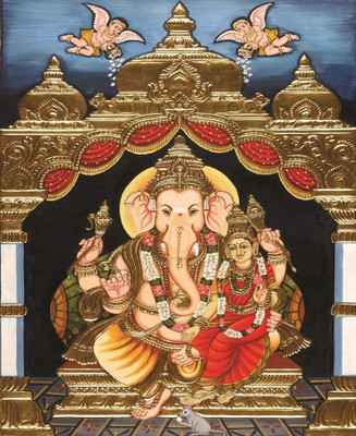 79% OFF on Painting Without Frame - Gnesha With Wife Canvas Art