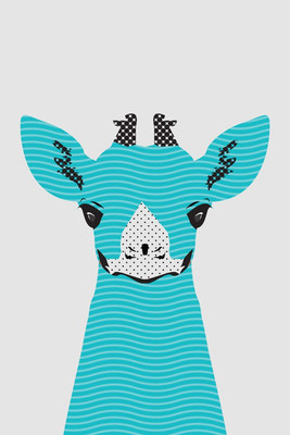 6% OFF on Giraffe Blue Paper Print