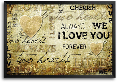 46% OFF on Love & Heart Grunge Typography Design Laminated Framed Paper Print
