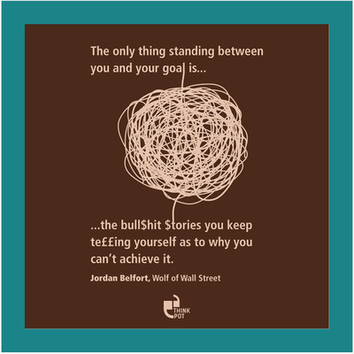 5% OFF on Thinkpot Only Thing Standing Between You And Your Goal -Jordon Belford Blue Square Frame Paper Print