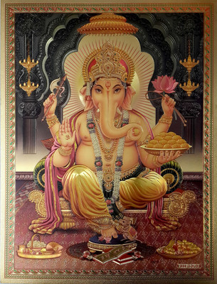 72% OFF on Shree Ganesh Ji Golden FCS Fine Art Print