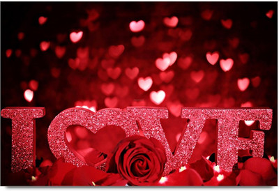 75% OFF on Amy Love Text with Roses Placed in Dark Red Colour Background 3D Poster