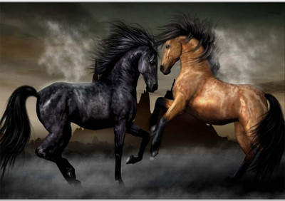 37% OFF on Two Horse Poster (18 x 12 Inches) by Shopkeeda Paper Print