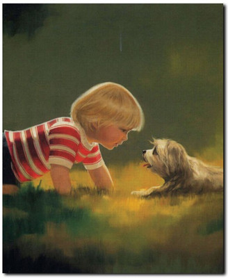 69% OFF on Stybuzz Buy With Puppy Painting Frameless Canvas Art