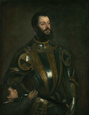 12% OFF on Portrait Of Alfonso D'Avalos Marchese Del Vasto In Armor With A Page By Titian Tiziano Vecellio Italian About Fine Art Print