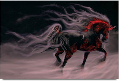 34% OFF on Amy Abstract Red Black Horse 3D Poster