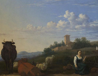 80% OFF on Holicshop Lady with cow Canvas Pianting without Frame Canvas Art