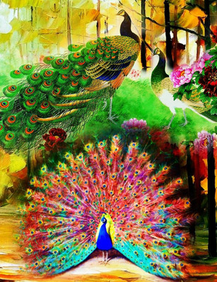70% OFF on Canvas Painting Without Frame -Peacock Canvas Art