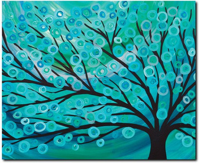69% OFF on Stybuzz Blue Tree Art Apinting Frameless Canvas Art