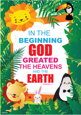 16% OFF on Poster - Kids Poster - In The Beginning God Created The Heavens And The Earth Paper Print
