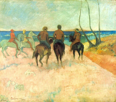 8% OFF on Riding on the Beach #2 by Gauguin Canvas Art