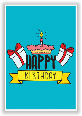 50% OFF on Happy Birthday Gift And Cake Illustration Gift for Friends And Family Paper Print