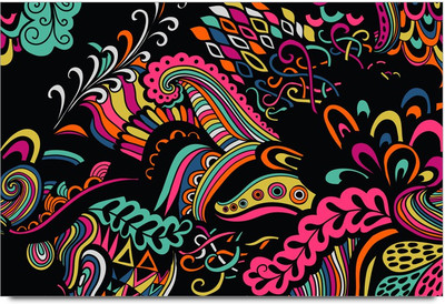 75% OFF on Amy Colourful Designer Graphical Pattern with Black Background 3D Poster