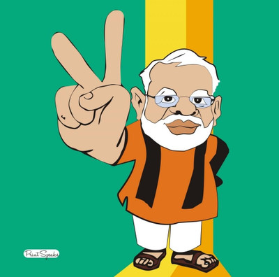 V Modi Without Frame 18x18 Canvas Art