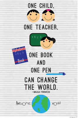 Ink and Graphite - Awesome World Malala Yousafzai Poster Paper Print