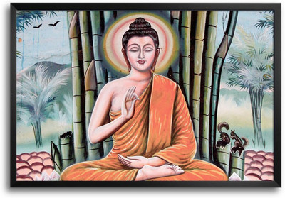 46% OFF on Buddha Meditating Under Tree Illustration Laminated Framed Paper Print