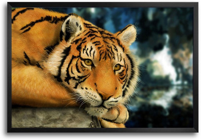 46% OFF on Indian Tiger Sitting Laminated Framed Paper Print