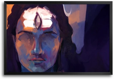 46% OFF on Lord Shiva Brush Painting Laminated Framed Paper Print