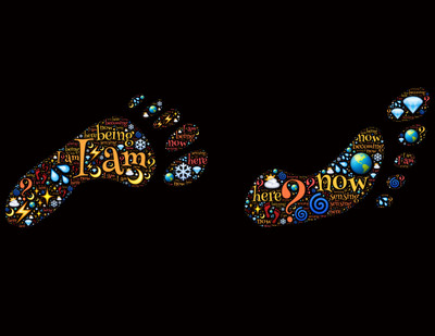 30% OFF on Footprints Word Art Black Background Paper Print