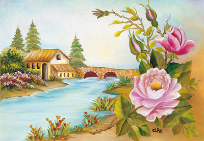 20% OFF on Bridge Near A House Canvas Art