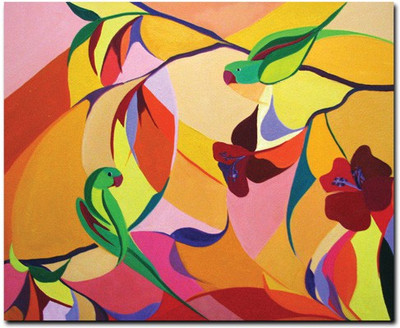 69% OFF on Stybuzz Multicolor Parrot Painting Frameless Canvas Art