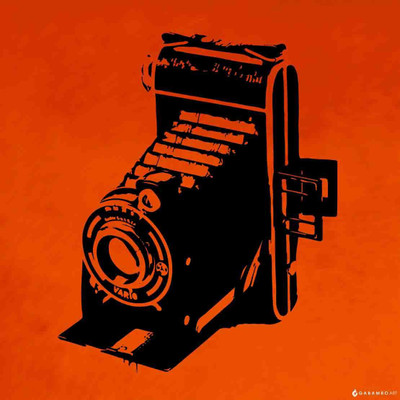 Vintage Camera - Orange Paper Print Vintage Camera - Orange Paper Print