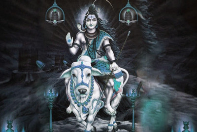 53% OFF on Lord Shiva Riding Poster Paper Print