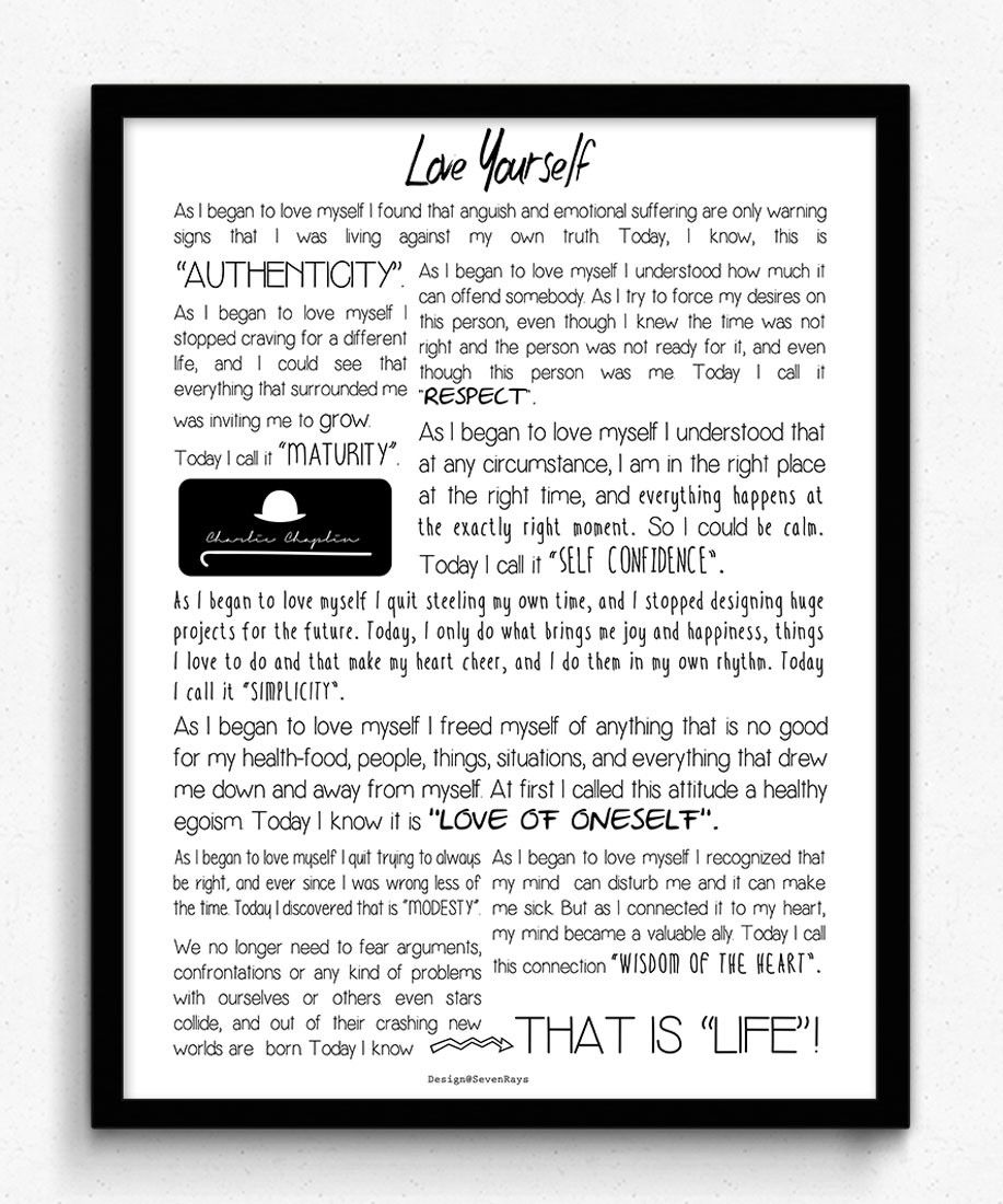 29% OFF on Seven Rays Chaplin Manifesto Love Yourself framed Paper Print