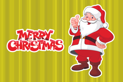 16% OFF on Poster - Santa Claus with Red Cap on Merry Christmus Paper Print