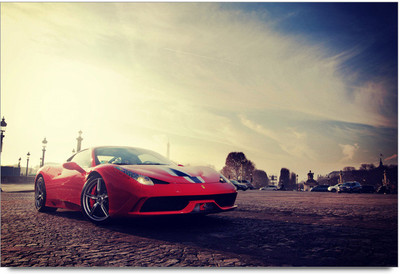 58% OFF on Red Car Poster Paper Print