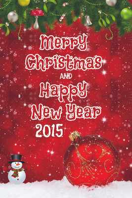 16% OFF on Poster - Little Snowman Says Merry Christmus and Happy New Year 2015 Paper Print