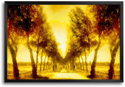 46% OFF on Yellow Forest Countryside Paint Laminated Framed Paper Print
