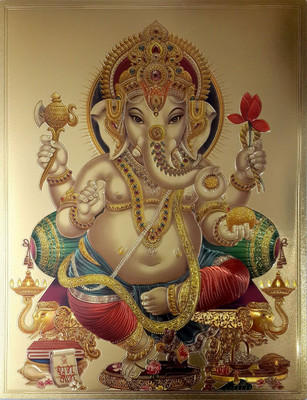 77% OFF on Shree Ganesh Ji Golden FCS Fine Art Print