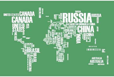 Typographic World Map - Green Fine Art Print